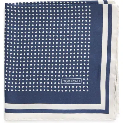 Tom Ford Dot Print Silk Pocket Square In Blue