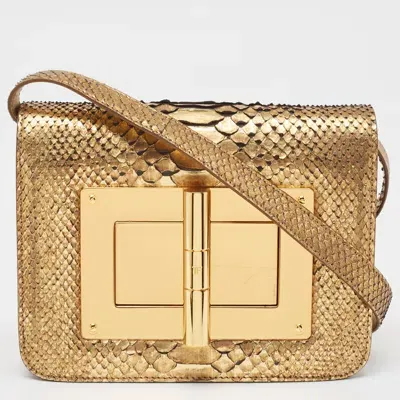 Pre-owned Tom Ford Gold Python Small Natalia Crossbody Bag