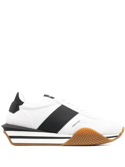 Tom Ford James Suede And Technical Fabric Sneakers In White