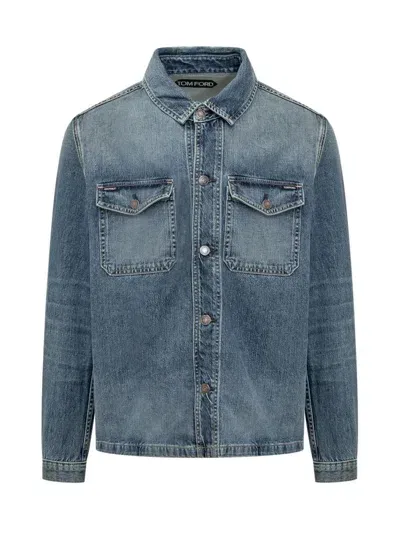 Tom Ford Flap Pocket Denim Jacket In Blue