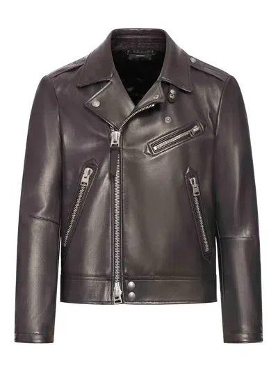 Tom Ford Leather Jacket In Gold