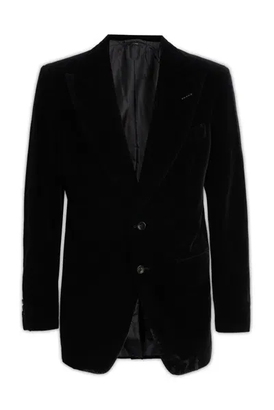 Tom Ford Light Velvet Atticus Blazer In Black