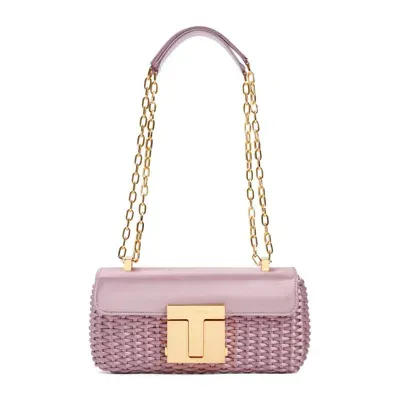 Tom Ford Logo Engraved Interwoven Shoulder Bag In Purple