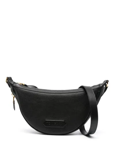 Tom Ford Crescent Leather Shoulder Bag In Black