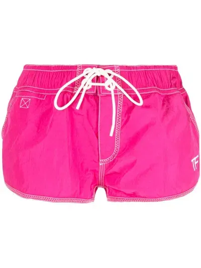 Tom Ford Logo-print Drawstring Shorts In Pink