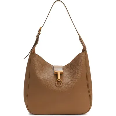 Tom Ford Medium Monarch Leather Hobo Bag In Brown