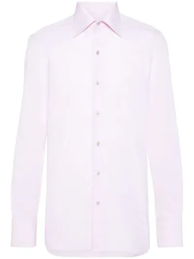 Tom Ford Long-sleeve Poplin Shirt In Pink