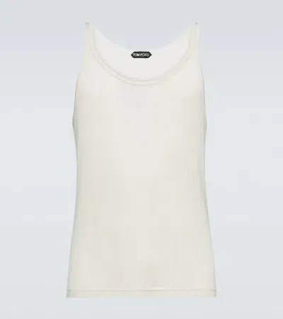 Tom Ford Pointelle Silk Tank Top In White