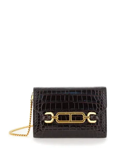 Tom Ford Shiny Embossed Whitney Mini Shoulder Bag In Brown