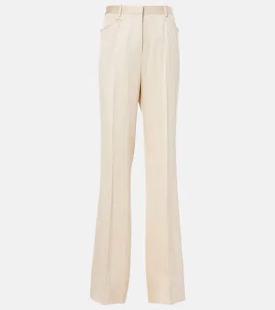 Tom Ford Silk And Wool Twill Bootcut Pants In White