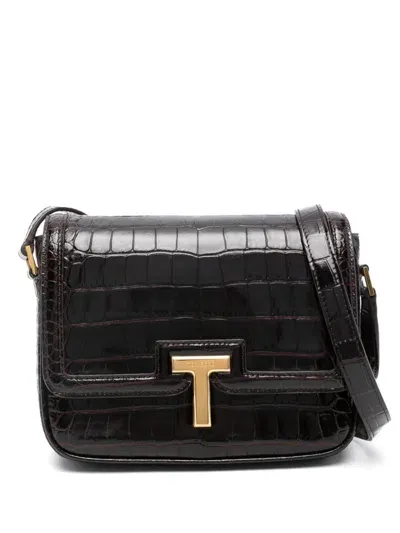 Tom Ford Small Wallis Cross Body Bag In Brown