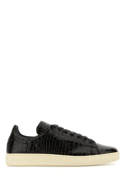 Tom Ford Sneakers Croco Printed-10 Nd  Male In Ebonybrowncream