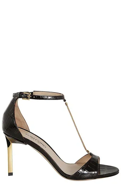 Tom Ford Stamped Embossed Emanuelle Sandals In Brown