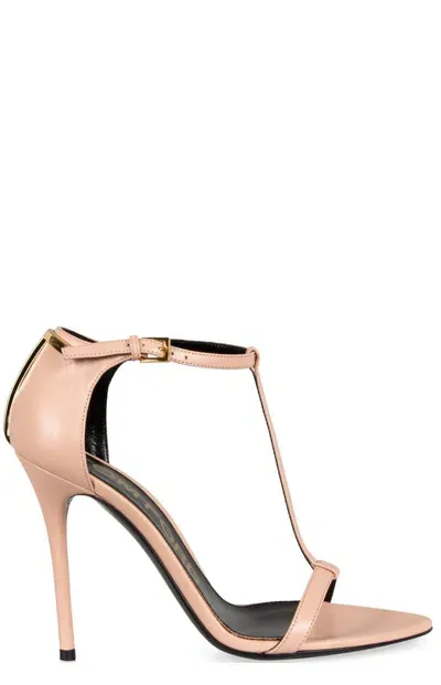 Tom Ford T Plaque Stiletto Heel Sandals In Pink