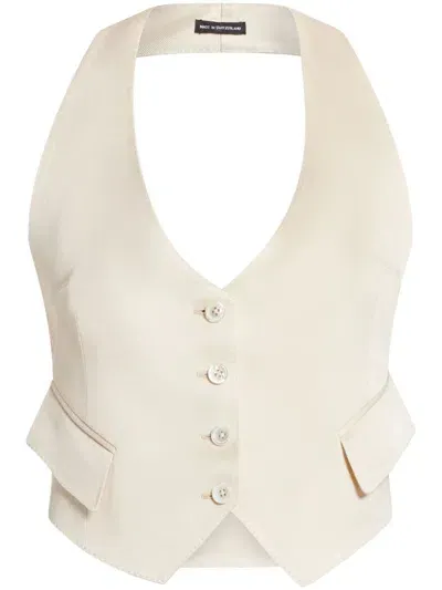 Tom Ford Open-back Twill Waistcoat In Neutrals