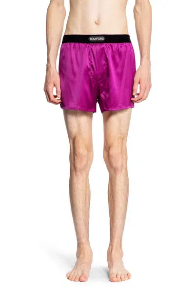 Tom Ford Velvet-trimmed Stretch-silk Satin Boxer Shorts In Red