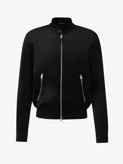 Tom Ford Velvet Bomber Jacket In Black