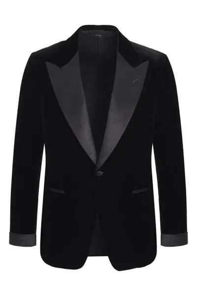 Tom Ford Velvet Shelton Tuxedo Jacket In Black