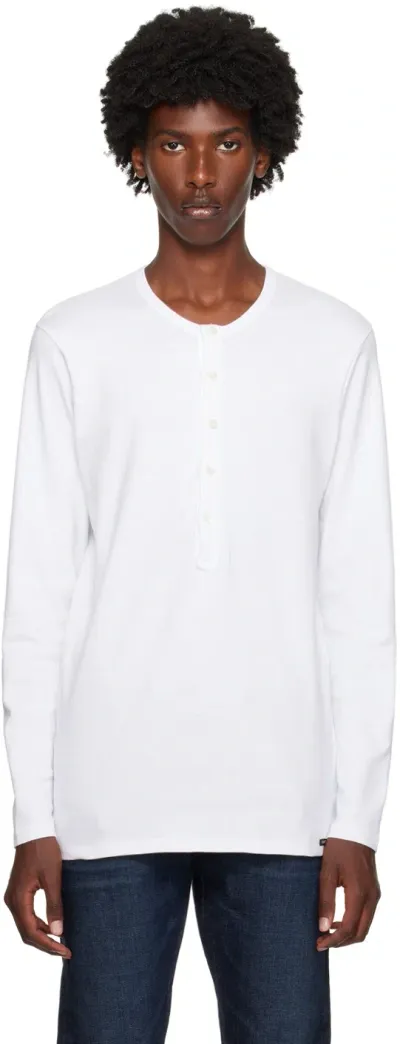 Tom Ford White Logo Patch Long Sleeve Henley