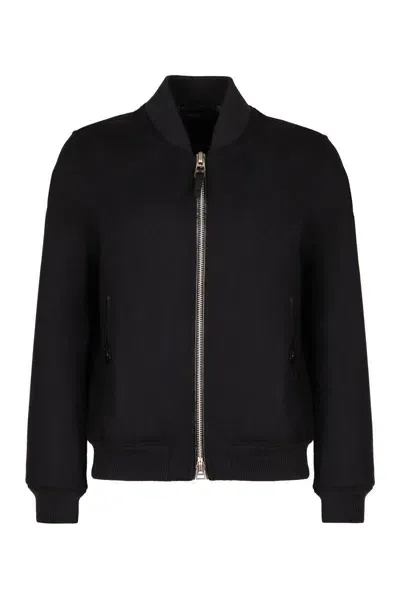 Tom Ford Wool Bomber Jacket In Blue