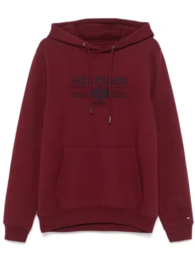 Tommy Hilfiger Embroidered-logo Hoodie In Red