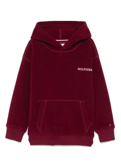 Tommy Hilfiger Junior Kids' Logo-appliqué Cotton-blend Hoodie In Red