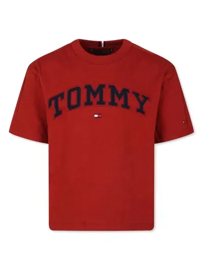 Tommy Hilfiger Junior Kids' Varsity Logo-embroidery T-shirt In Red