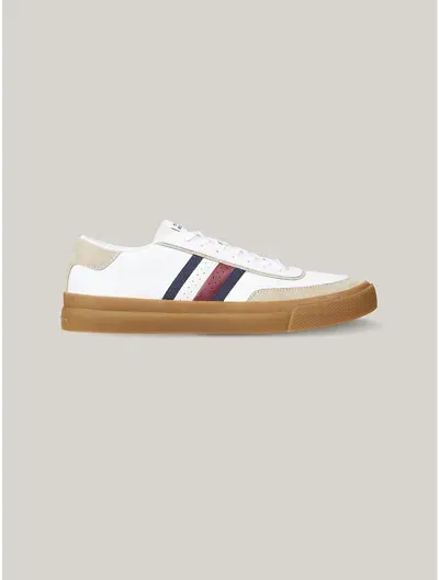 Tommy Hilfiger Signature Stripe Leather Sneaker In White