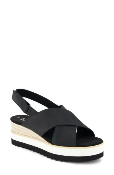 Toms Diana Crossover Platform Wedge Sandal In Black