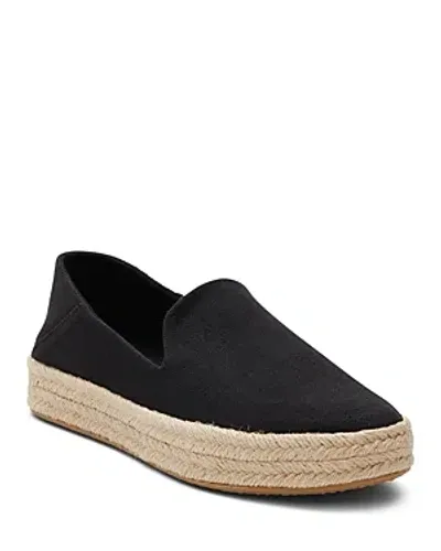 Toms Women's Carolina Espadrille Platform Flats In Black