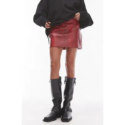 Topshop Editor Pelmet Snakeskin Print Faux Leather Miniskirt In Multi