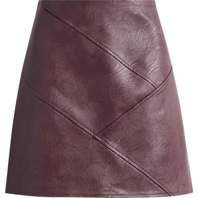 Topshop Pieced Faux Leather Miniskirt In Dark Purple