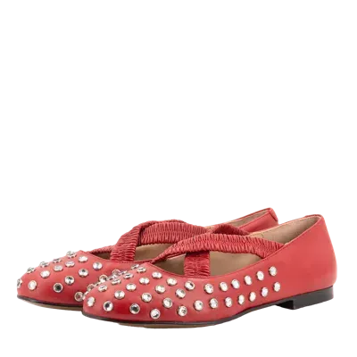 Toral Silvie  Crystals Red Ballerinas