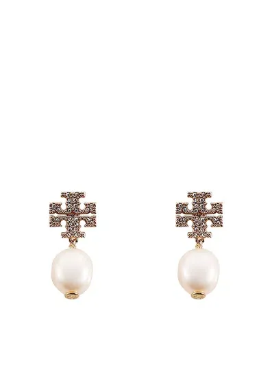 Tory Burch Brass Earrings In Brown