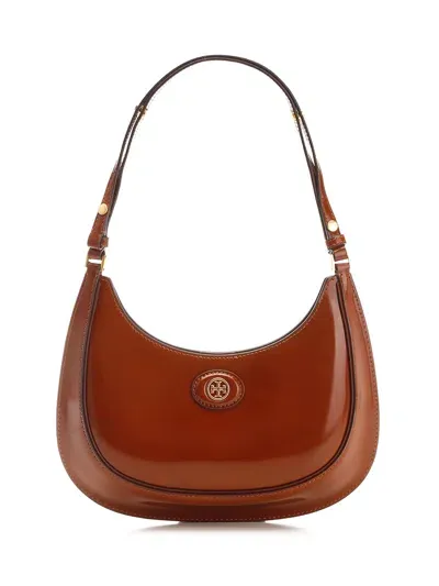 Tory Burch Brushed Leather Hobo Bag In Brown