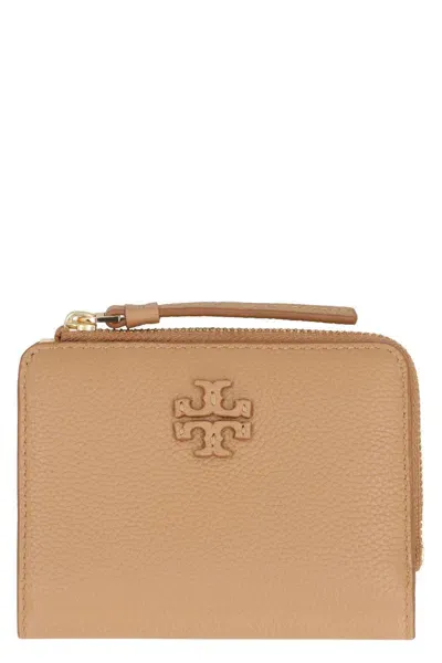 Tory Burch Grainy Leather Wallet In Brown