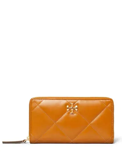 Tory Burch Kira Diamond Quilt Zip Continental Wallet In Brown