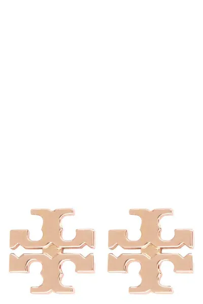 Tory Burch Kira Logoed Earrings In Brown