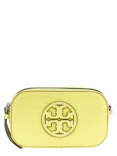 Tory Burch Miller Croc Embossed Mini Crossbody Bag In Yellow