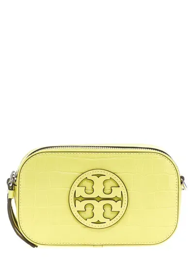 Tory Burch Miller Croc Embossed Mini Crossbody Bags In Yellow