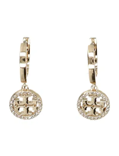 Tory Burch Miller Pave Huggie Hoop Earrings In Gold