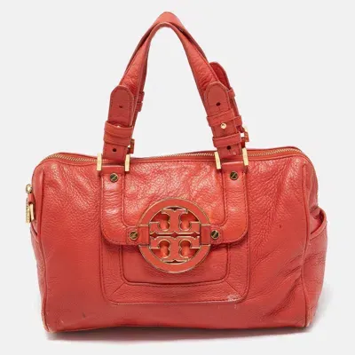 Pre-owned Tory Burch Orange Leather Amanda Satchel