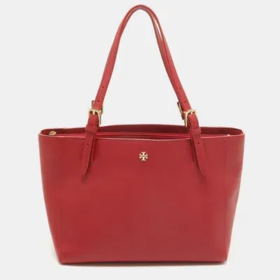 Pre-owned Tory Burch Red Leather Medium York Buckle Tote