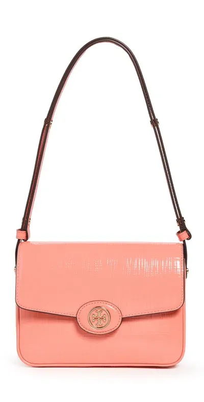 Tory Burch Robinson Crosshatched Convertible Shoulder Bag Coral Crush In Pink