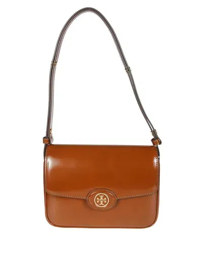 Tory Burch Robinson Spazzolato Convertible Shoulder Bag In Brown