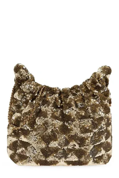 Tory Burch Sequin Fleming Mini Bucket Bag In Gold