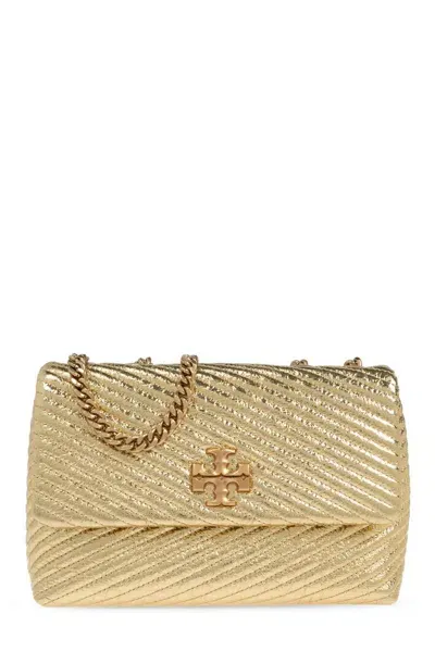 Tory Burch Small Kira Metallic Moto Quilt Convertible Shoulder Bag In Gold