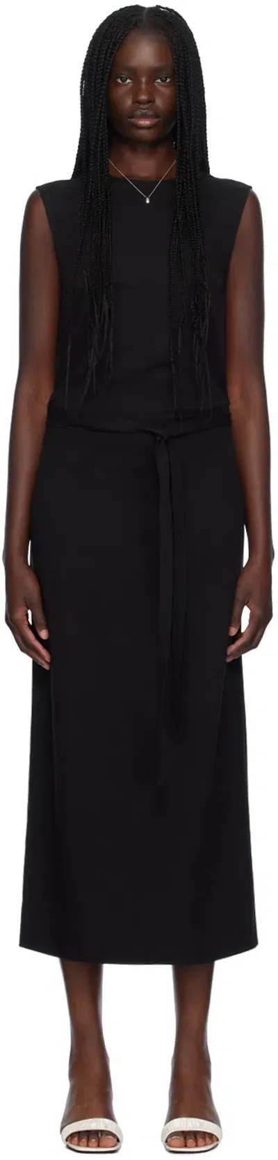 Totême Black Fluid Tie-waist Maxi Dress In 001 Black