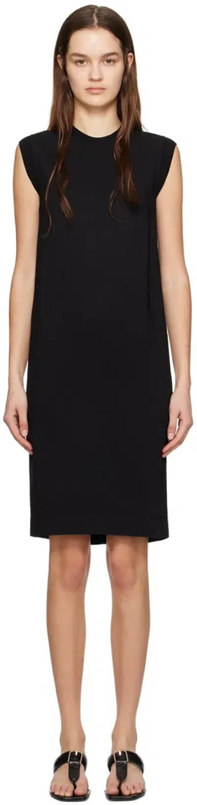 Totême Black Pocket Midi Dress In 001 Black