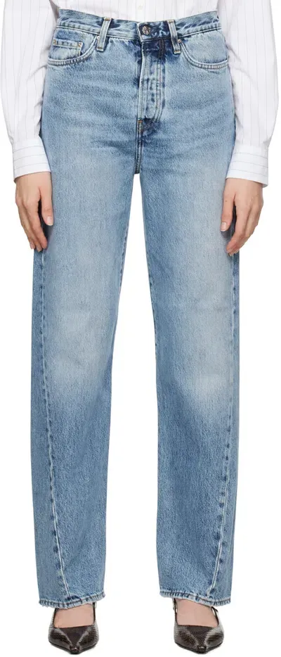 Totême Blue Twisted Seam Jeans In Worn Blue 485